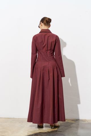 Elle Poplin Dress – Bordeaux