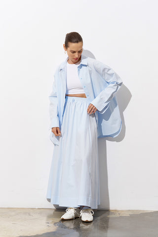 Puffy Oversized Poplin Shirt – Blue