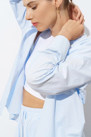 Puffy Oversized Poplin Shirt – Blue