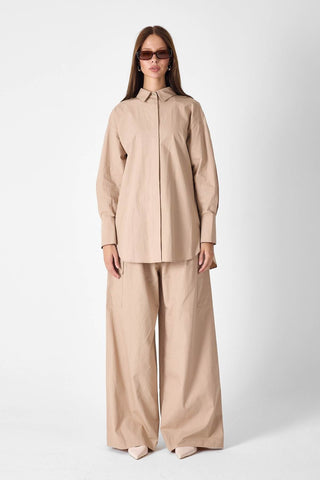 Pulse Oversized Poplin Shirt – Camel
