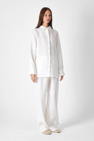 Pure Linen Oversized Shirt – White
