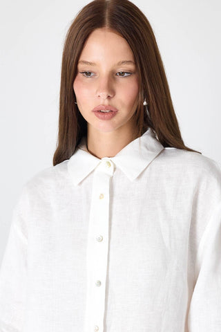 Pure Linen Oversized Shirt – White