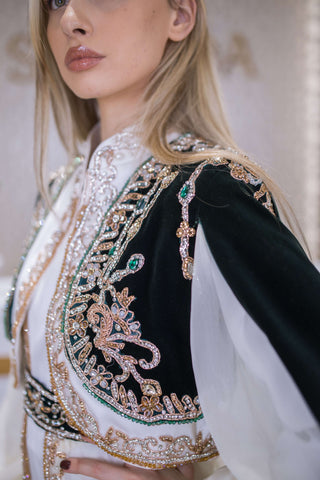 Caftan 18 Embellished Velvet Kaftan – Deep Green