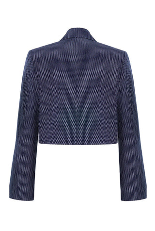 Chloe Slit-Sleeve Cropped Blazer – Navy