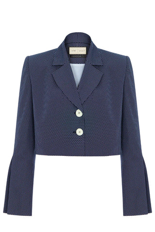 Chloe Slit-Sleeve Cropped Blazer – Navy