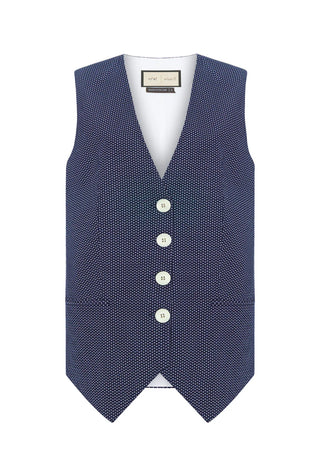 Chloe Classic Buttoned Vest – Navy