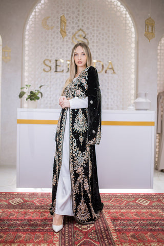 Velvet Empire Embellished Kaftan – Black