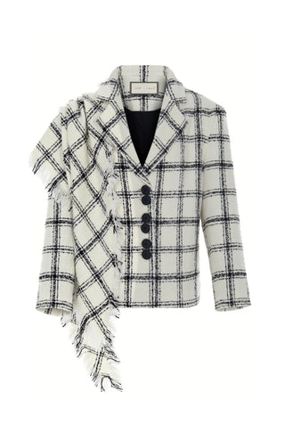 Cloudy Check Blazer – White