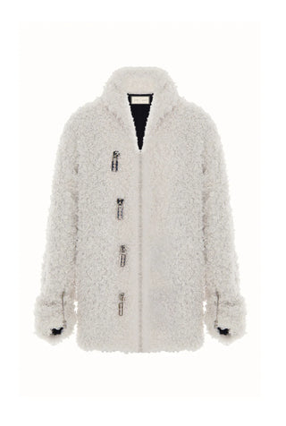 Nordessa Curly Fur Short Coat – White