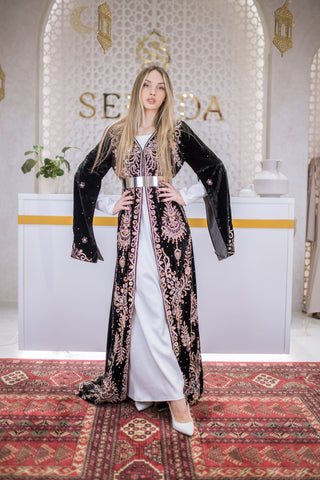 Velvet Empire Embellished Kaftan – Black