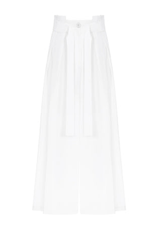 Elara Wide-Leg Belted Trousers - White