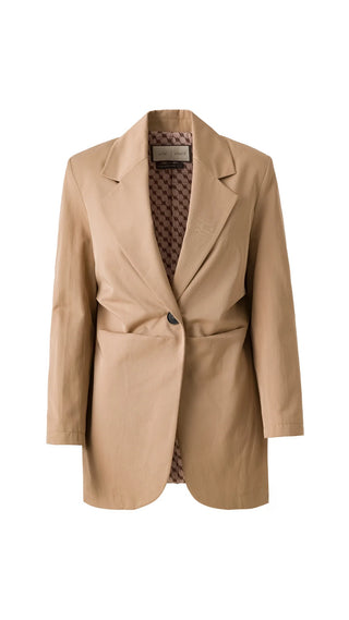 Inara Tailored Single-Button Blazer – Beige