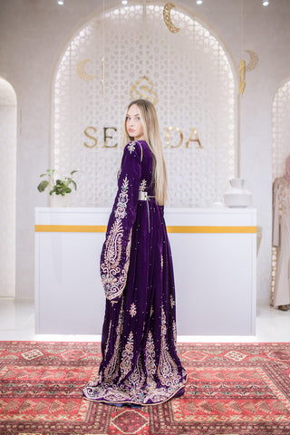 Nebula Silk Velvet Kaftan – Purple