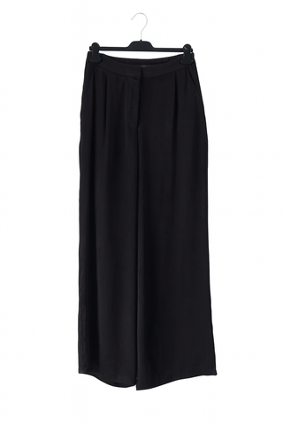 Wide-Leg Silk Trousers – Black