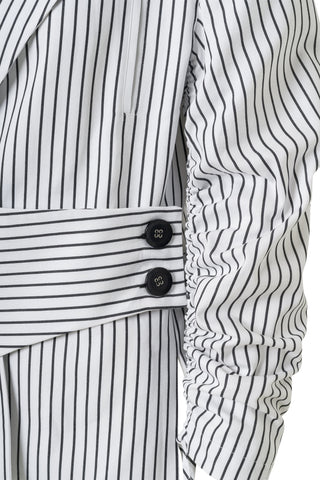 Moyestro Striped Belted Blazer – White