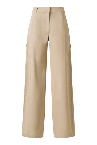 Amelie Cotton Straight-Leg Trousers - Beige