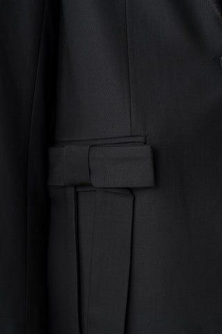 Ophelia Wool Blazer with Removable Faux Fur – Black