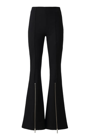 Vera Zip Detail Flared Trousers – Black
