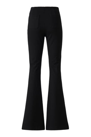 Vera Zip Detail Flared Trousers – Black