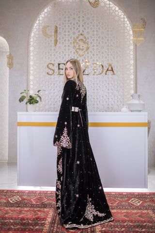 Velvet Empire Embellished Kaftan – Black