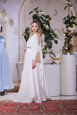 Desert Symphony Embellished Abaya – White