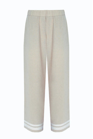 Scarlett Linen-Cotton Wide-Leg Trousers – Beige