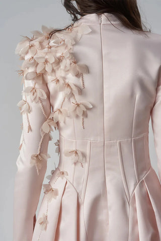 3D Floral Corset-Detail Evening Gown – Powder