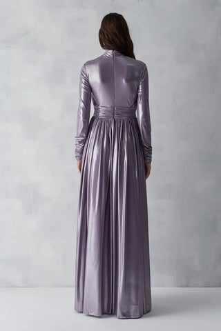 Draped Cross-Band Evening Gown – Lilac