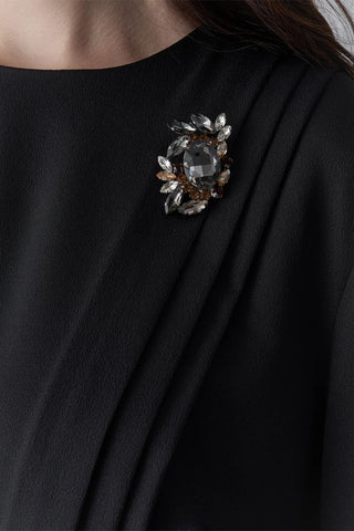 Embellished Cuff Evening Gown – Black