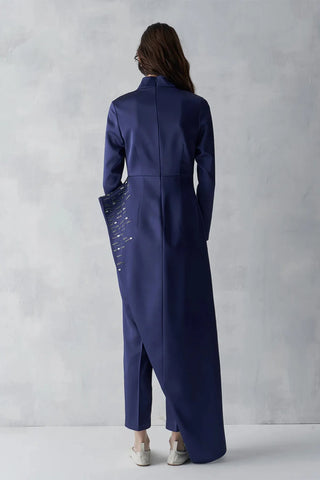 Embellished Asymmetric Tunic & Pants Set – Navy