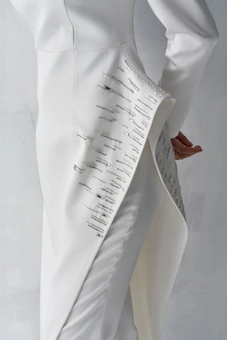 Embellished Asymmetric Tunic & Pants Set – Ivory