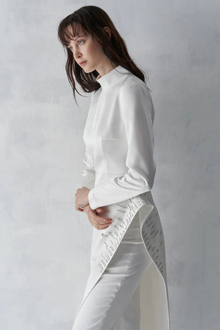 Embellished Asymmetric Tunic & Pants Set – Ivory