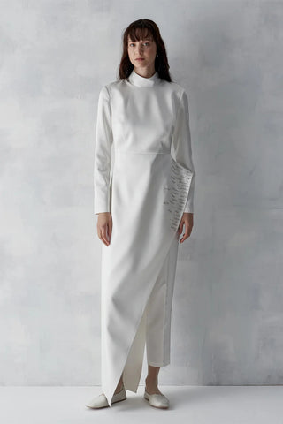 Embellished Asymmetric Tunic & Pants Set – Ivory