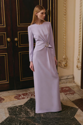 Draped Waist Evening Gown – Lilac