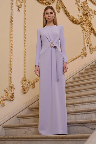 Draped Waist Evening Gown – Lilac