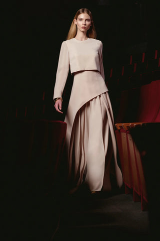 Layered Maxi Evening Dress – Beige