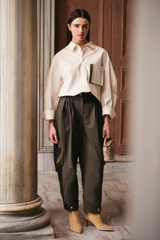 Oversized Shirt with Pocket Detail – Cream