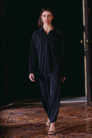 Tencel Shirt and Pants Co-Ord Set – Black