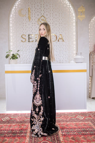 Velvet Empire Embellished Kaftan – Black