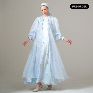 Armani Silk Embellished Hanum Kaftan Set – Sky Blue