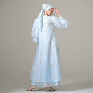 Armani Silk Embellished Hanum Kaftan Set – Sky Blue