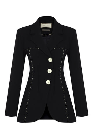 Isolde Contrast Stitch Blazer – Black