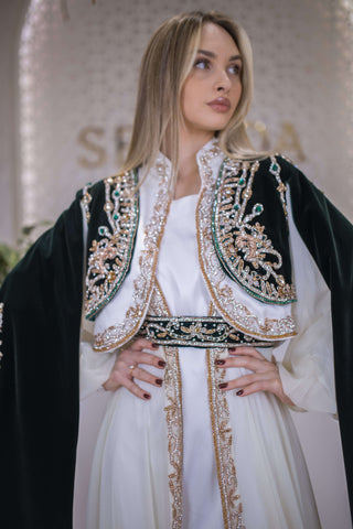 Caftan 18 Embellished Velvet Kaftan – Deep Green