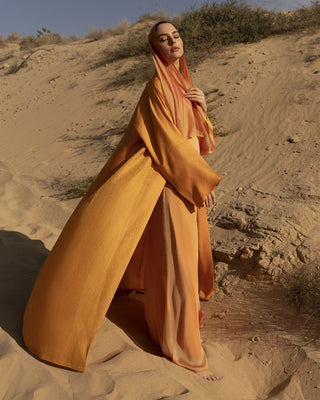 Orange Long Silk Abaya