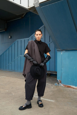 Valentino Striped Barrel Trousers – Black