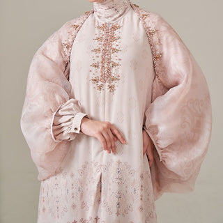 Armani Silk Embellished Kaftan Set – Blush & Mocha