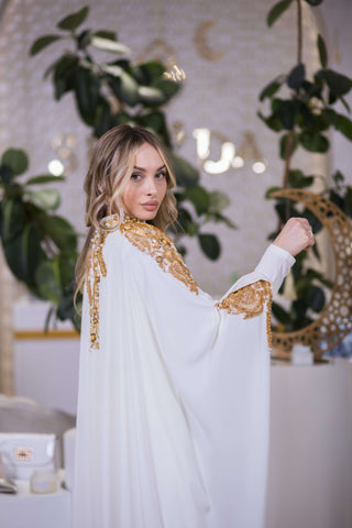 Desert Symphony Embellished Abaya – White