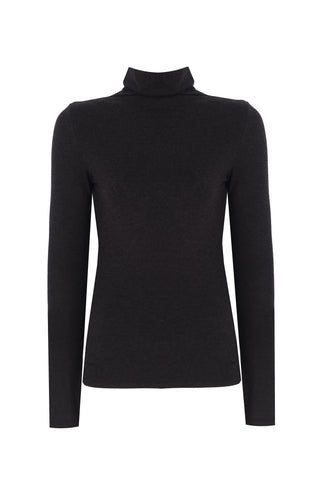 Cady Bamboo Turtleneck Top – Black
