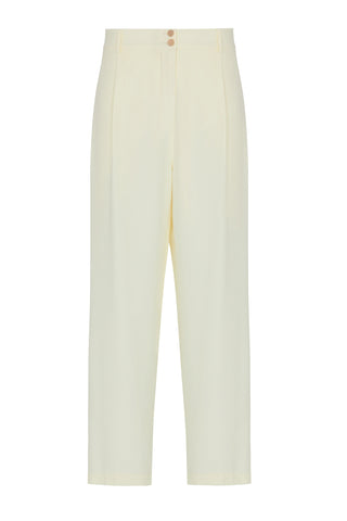 Elegant Edge High-Waist Trousers – Ecru