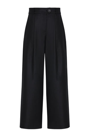 Paloma Linen Palazzo Trousers - Black